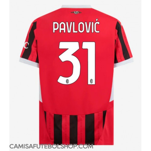 Camisa de time de futebol AC Milan Strahinja Pavlovic #31 Replicas 1º Equipamento 2024-25 Manga Curta